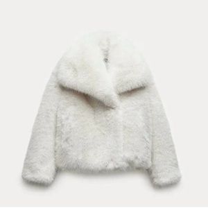 Zara faux fur white jacket